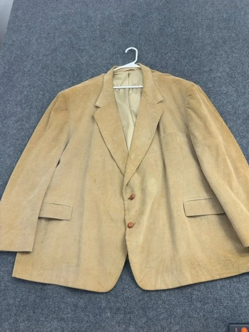 Vintage Camden Clothes Blazer Men 60R Tan Corduroy Leather Buttons Academic Boho